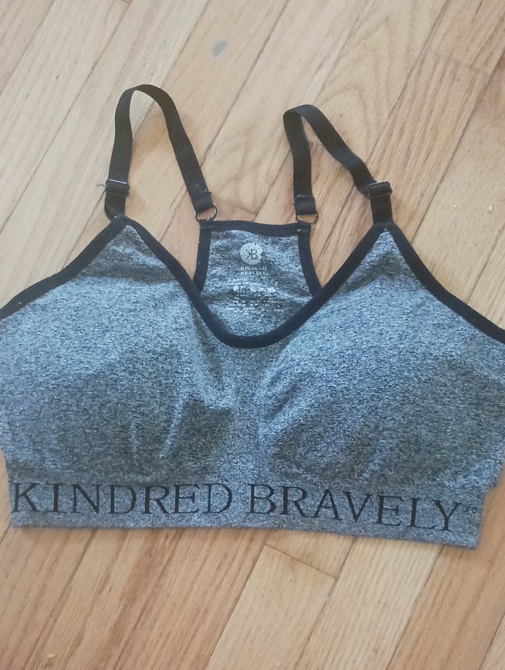 Kindred Bravely Heather Gray & Black Maternity & Nursing Bra - L